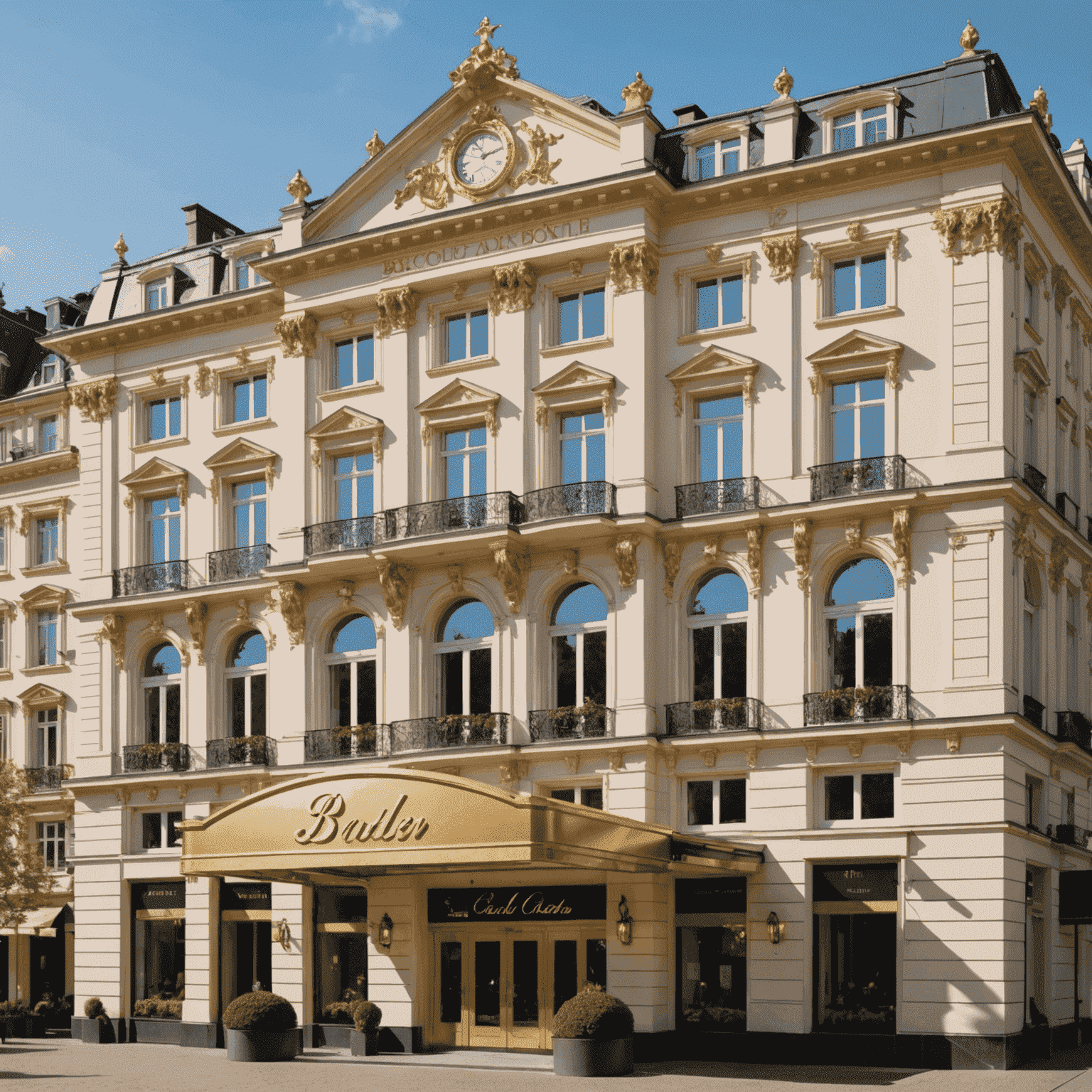 Luxuriöses Casino-Hotel in Baden-Baden mit eleganter Fassade und goldenen Akzenten