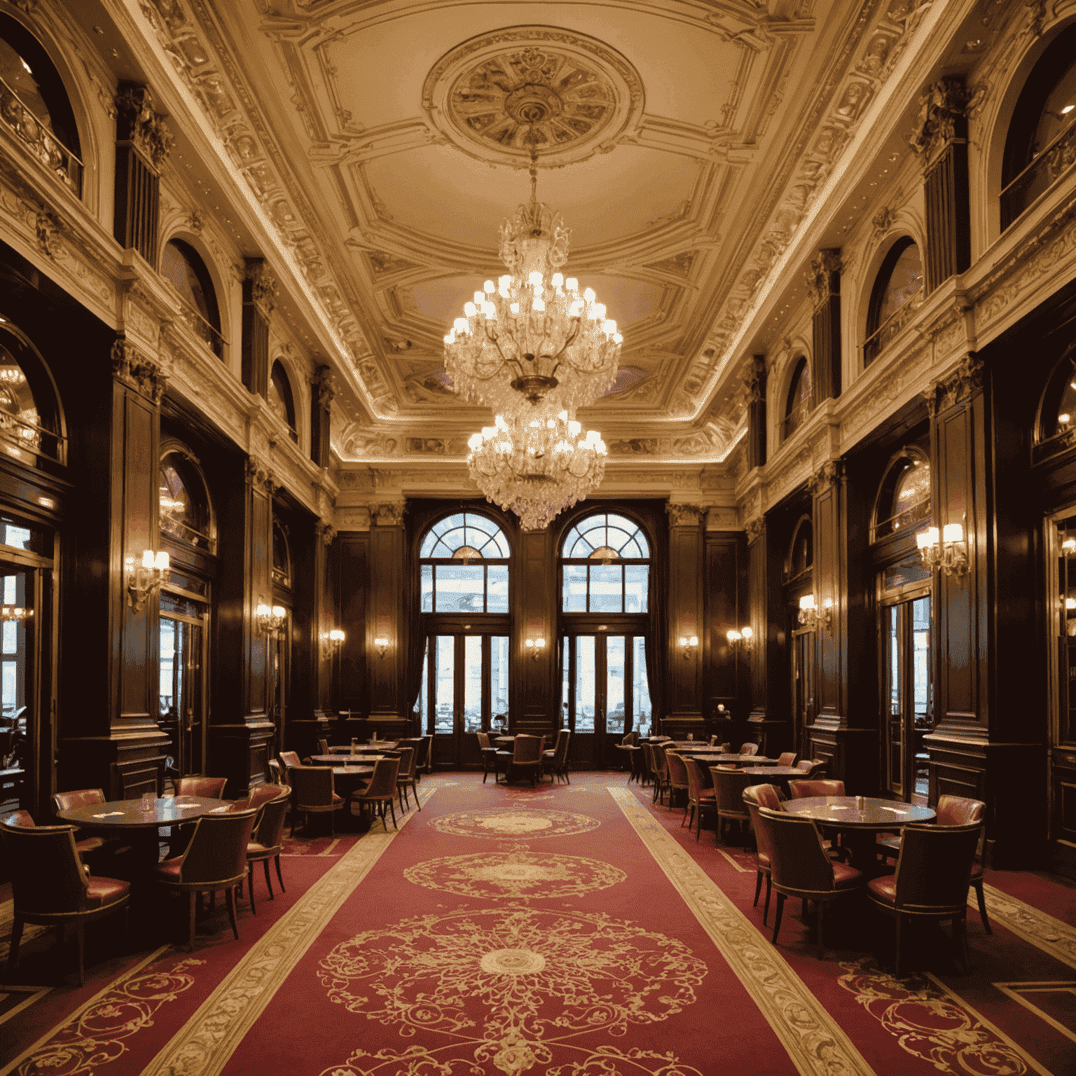 Prachtvolles Casino in Wiesbaden mit klassischer Architektur und eleganten Gästen
